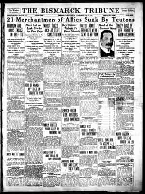 The Bismarck Tribune Gazetesi 17 Ocak 1917 kapağı