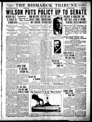 The Bismarck Tribune Gazetesi 22 Ocak 1917 kapağı