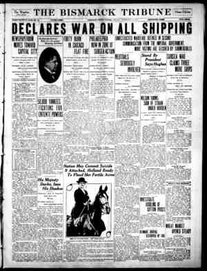 The Bismarck Tribune Gazetesi 2 Şubat 1917 kapağı