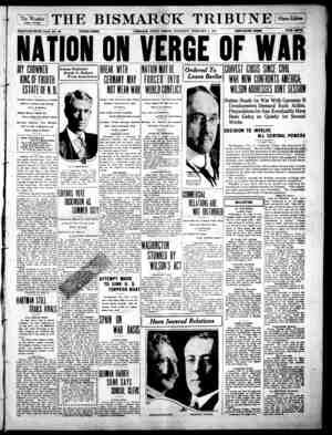 The Bismarck Tribune Gazetesi 3 Şubat 1917 kapağı