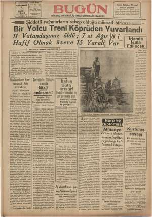 Bugün Gazetesi 5 Şubat 1941 kapağı