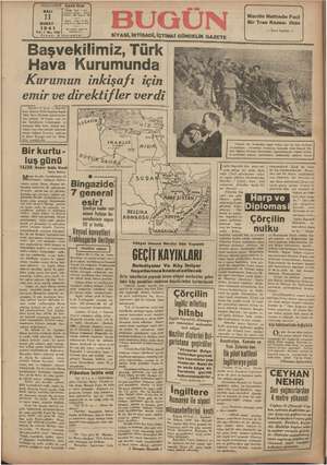 Bugün Gazetesi 9 Şubat 1941 kapağı