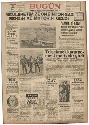 Bugün Gazetesi 22 Şubat 1941 kapağı