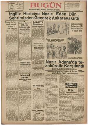 Bugün Gazetesi 26 Şubat 1941 kapağı