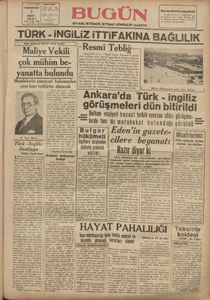 Bugün Gazetesi 1 Mart 1941 kapağı