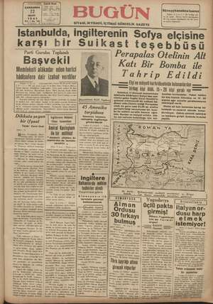 Bugün Gazetesi 12 Mart 1941 kapağı