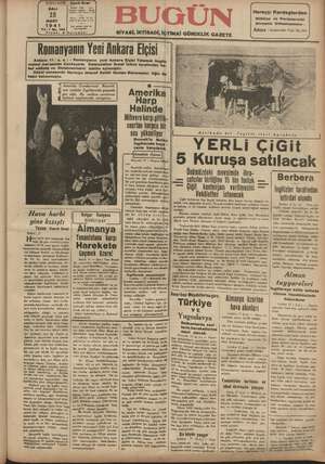 Bugün Gazetesi 18 Mart 1941 kapağı