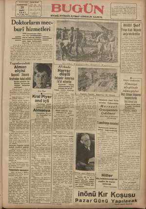 Bugün Gazetesi 29 Mart 1941 kapağı