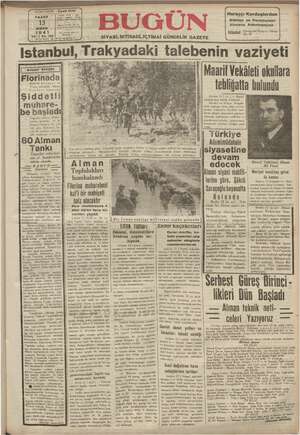 Bugün Gazetesi 13 Nisan 1941 kapağı