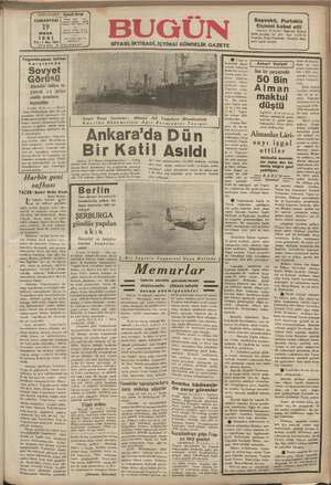 Bugün Gazetesi 19 Nisan 1941 kapağı