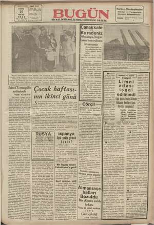 Bugün Gazetesi 25 Nisan 1941 kapağı