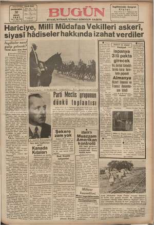 Bugün Gazetesi 30 Nisan 1941 kapağı