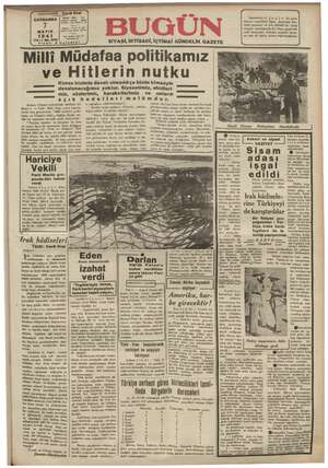 Bugün Gazetesi 7 Mayıs 1941 kapağı