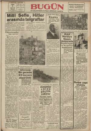 Bugün Gazetesi 9 Mayıs 1941 kapağı