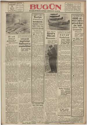Bugün Gazetesi 21 Mayıs 1941 kapağı