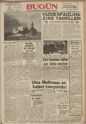 Bugün Gazetesi 24 Mayıs 1941 kapağı