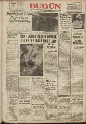 Bugün Gazetesi 5 Haziran 1941 kapağı