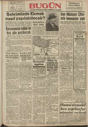 Bugün Gazetesi 7 Haziran 1941 kapağı
