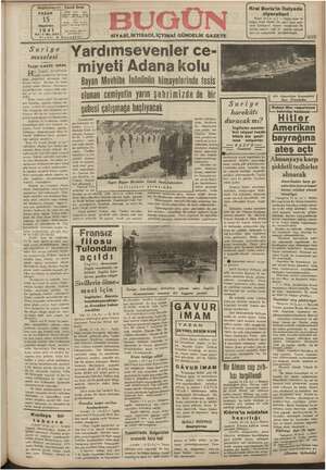 Bugün Gazetesi 15 Haziran 1941 kapağı
