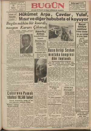Bugün Gazetesi 18 Haziran 1941 kapağı