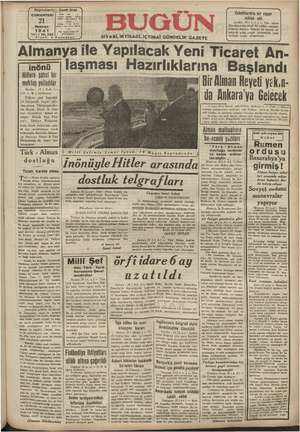 Bugün Gazetesi 21 Haziran 1941 kapağı