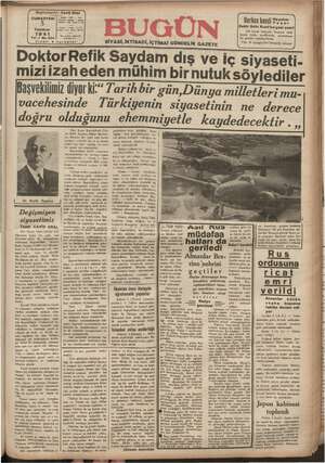 Bugün Gazetesi 5 Temmuz 1941 kapağı