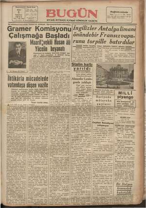 Bugün Gazetesi 8 Temmuz 1941 kapağı