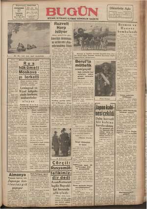 Bugün Gazetesi 17 Temmuz 1941 kapağı