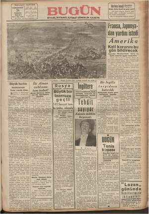 Bugün Gazetesi 26 Temmuz 1941 kapağı