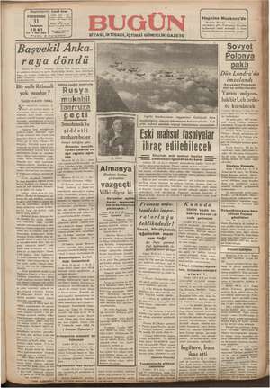Bugün Gazetesi 31 Temmuz 1941 kapağı