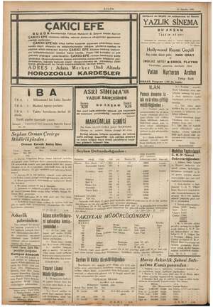    TEE YAR YARADANA ARMAN azil N ” > 4 BUGÜN 23 Ağustos 1941 m e amma | Haftanın en. büylk, en mükemmel iki filmini E ZLIK...