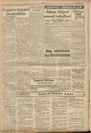    m ae sada 5 mildi. İD yapı” lan «lerden iyi netice alın- ve Dr o fTaskerik banisler! | Tayyare taşıyan Denizaltılar...