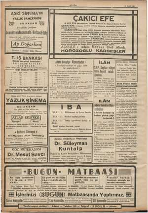  BUGÜN 10 Eylül 1941 m ASRİ SİNEMA'NN | YAZLIK BAHÇESİNDE Suvare Suvare, Oy EU ANAAM Şi Fevkâlâde proğram Jeaneite...