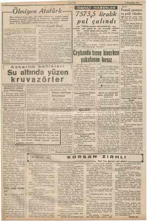    Gg AM GON DAHİLİ HAB —Ölmiyen Atatür k— 7373,3 liralık Pamuk prenses ve yedi cüceler içmek bedit n Atatürk” tür. Halbuki