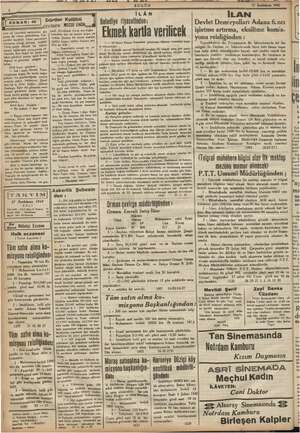      ama amlar Ep YA. za Mg» a <a mam, . ii 2 BUGÜN “27 Sonkünun 1947 a zi Şİ | İLÂN ş | evin ii ie mabzenden g9 çer odaya...