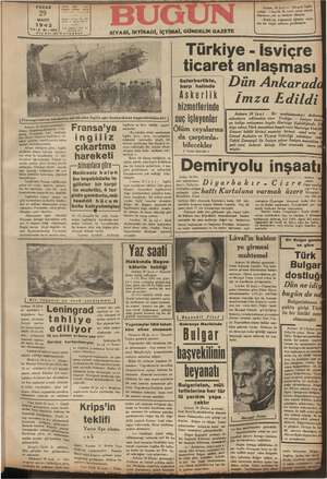 Bugün Gazetesi 29 Mart 1942 kapağı