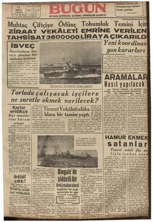Bugün Gazetesi 11 Nisan 1942 kapağı