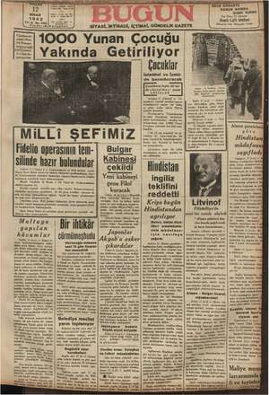 Bugün Gazetesi 12 Nisan 1942 kapağı