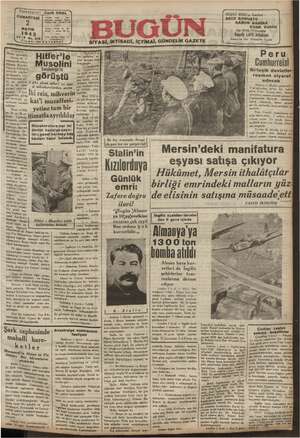 Bugün Gazetesi 2 Mayıs 1942 kapağı