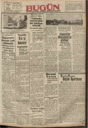Bugün Gazetesi 3 Mayıs 1942 kapağı