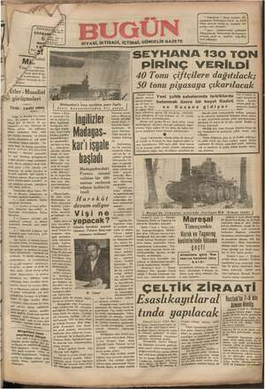 Bugün Gazetesi 6 Mayıs 1942 kapağı