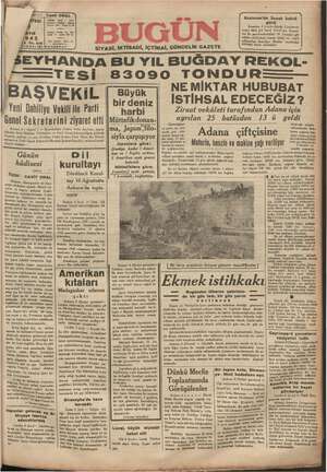 Bugün Gazetesi 9 Mayıs 1942 kapağı