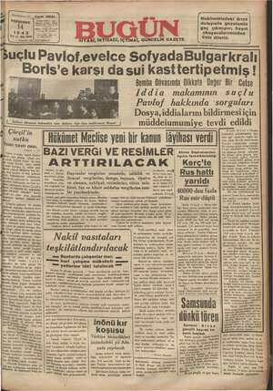 Bugün Gazetesi 14 Mayıs 1942 kapağı
