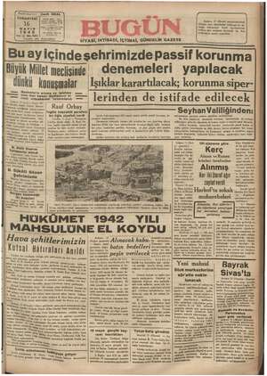 Bugün Gazetesi 16 Mayıs 1942 kapağı