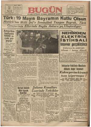 Bugün Gazetesi 19 Mayıs 1942 kapağı