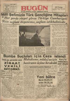 Bugün Gazetesi 21 Mayıs 1942 kapağı