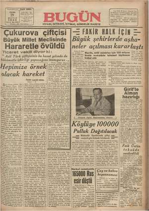 Bugün Gazetesi 29 Mayıs 1942 kapağı