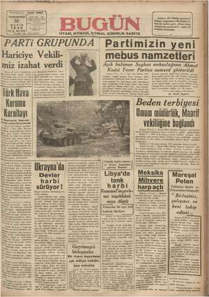Bugün Gazetesi 30 Mayıs 1942 kapağı