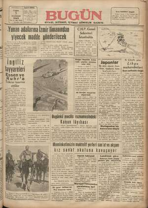 Bugün Gazetesi 5 Haziran 1942 kapağı