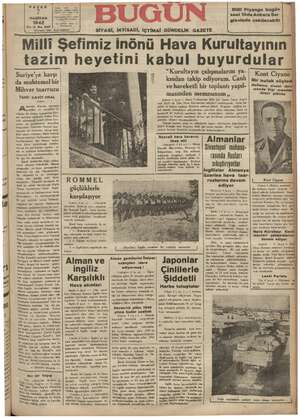 Bugün Gazetesi 7 Haziran 1942 kapağı